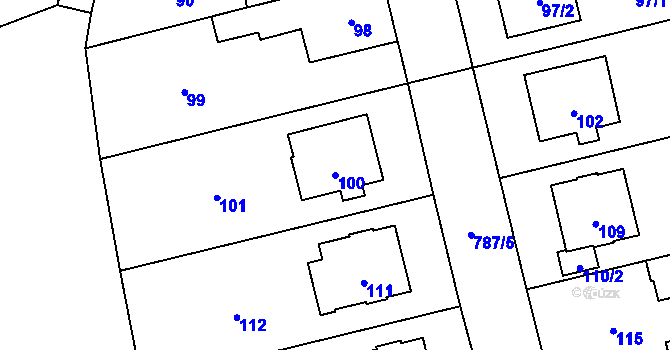 Parcela st. 100 v KÚ Chomoutov, Katastrální mapa