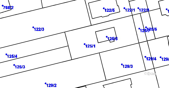 Parcela st. 125/1 v KÚ Chomoutov, Katastrální mapa