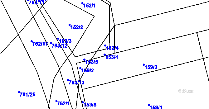 Parcela st. 153/4 v KÚ Chomoutov, Katastrální mapa