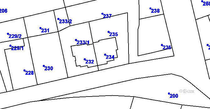 Parcela st. 234 v KÚ Chomoutov, Katastrální mapa