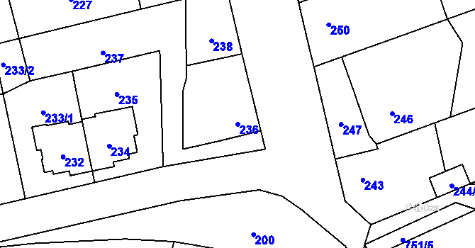 Parcela st. 236 v KÚ Chomoutov, Katastrální mapa