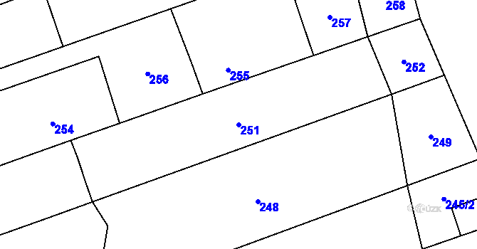 Parcela st. 251 v KÚ Chomoutov, Katastrální mapa