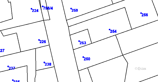Parcela st. 253 v KÚ Chomoutov, Katastrální mapa