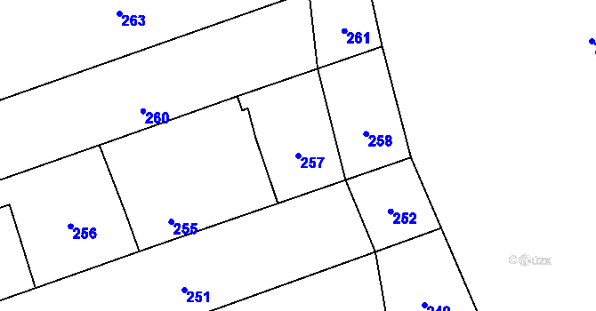 Parcela st. 257 v KÚ Chomoutov, Katastrální mapa