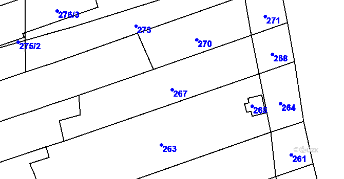 Parcela st. 267 v KÚ Chomoutov, Katastrální mapa