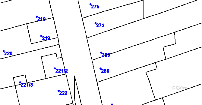 Parcela st. 269 v KÚ Chomoutov, Katastrální mapa