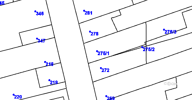 Parcela st. 275 v KÚ Chomoutov, Katastrální mapa