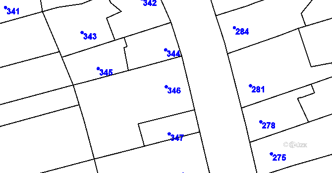Parcela st. 346 v KÚ Chomoutov, Katastrální mapa