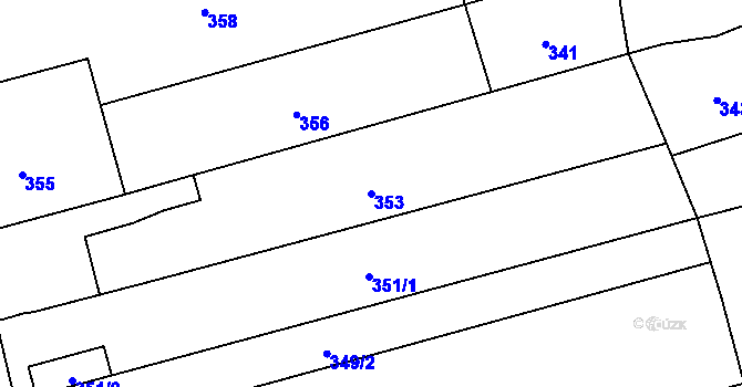 Parcela st. 353 v KÚ Chomoutov, Katastrální mapa