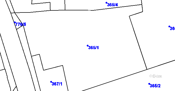 Parcela st. 365/1 v KÚ Chomoutov, Katastrální mapa