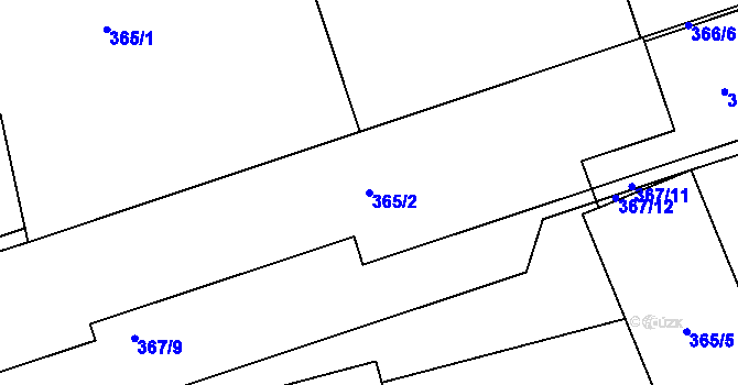 Parcela st. 365/2 v KÚ Chomoutov, Katastrální mapa