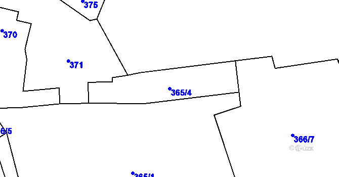 Parcela st. 365/4 v KÚ Chomoutov, Katastrální mapa