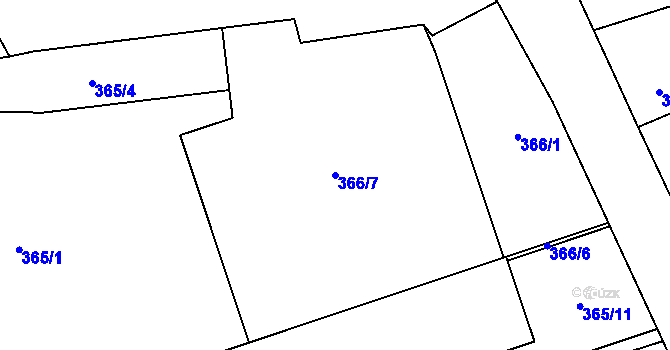 Parcela st. 366/7 v KÚ Chomoutov, Katastrální mapa