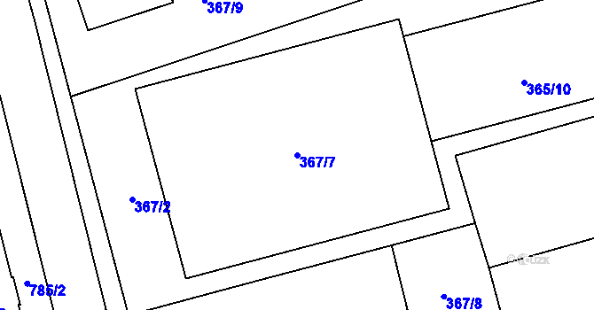 Parcela st. 367/7 v KÚ Chomoutov, Katastrální mapa