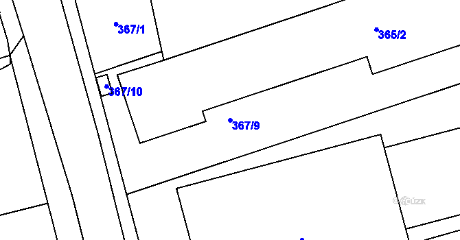Parcela st. 367/9 v KÚ Chomoutov, Katastrální mapa
