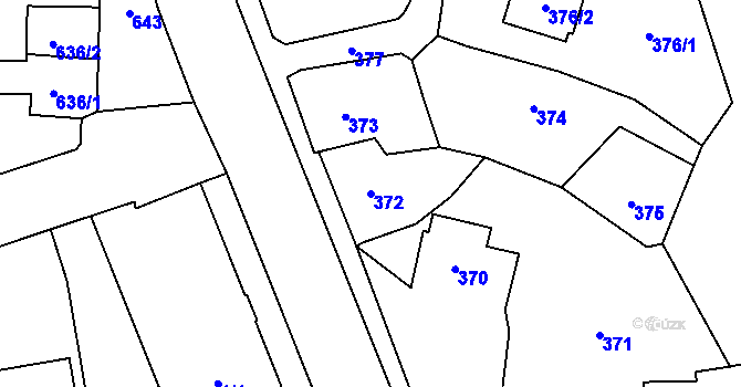 Parcela st. 372 v KÚ Chomoutov, Katastrální mapa