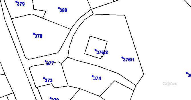 Parcela st. 376/2 v KÚ Chomoutov, Katastrální mapa