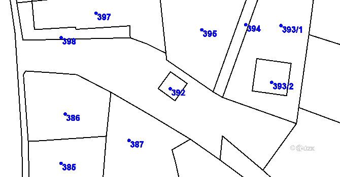 Parcela st. 392 v KÚ Chomoutov, Katastrální mapa