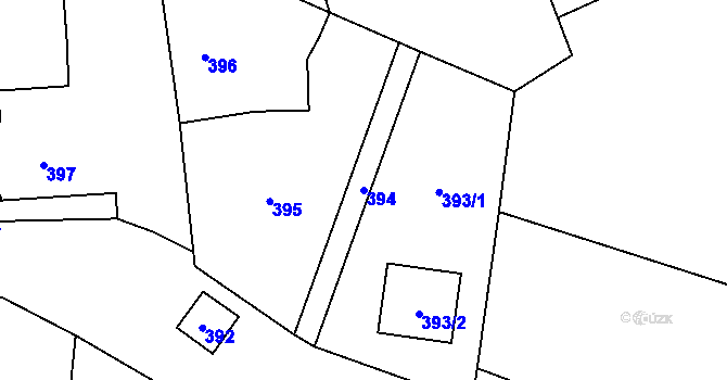 Parcela st. 394 v KÚ Chomoutov, Katastrální mapa
