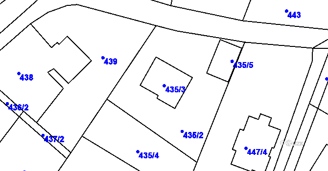 Parcela st. 435/3 v KÚ Chomoutov, Katastrální mapa