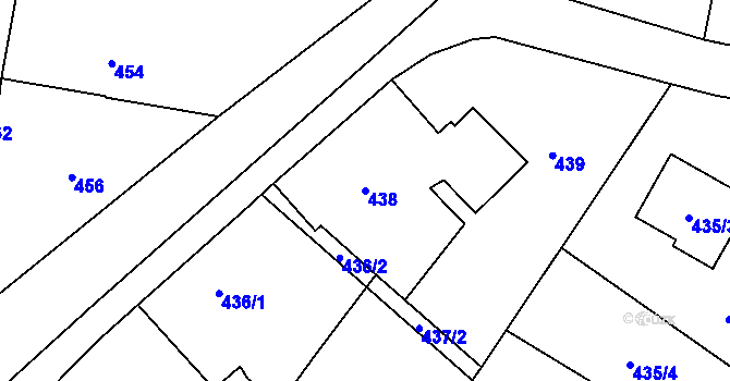 Parcela st. 438 v KÚ Chomoutov, Katastrální mapa