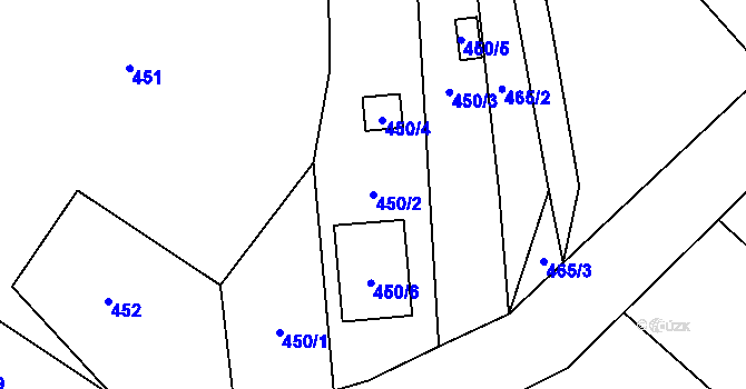 Parcela st. 450/2 v KÚ Chomoutov, Katastrální mapa
