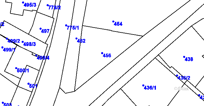 Parcela st. 456 v KÚ Chomoutov, Katastrální mapa