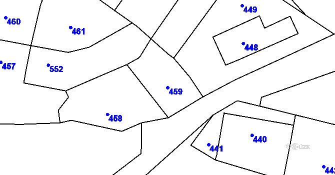 Parcela st. 459 v KÚ Chomoutov, Katastrální mapa