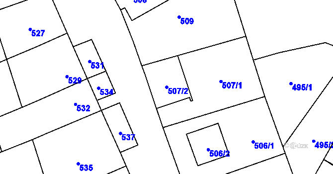Parcela st. 507/2 v KÚ Chomoutov, Katastrální mapa