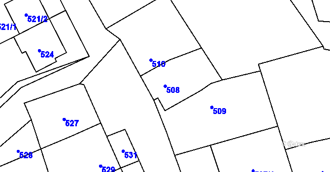 Parcela st. 508 v KÚ Chomoutov, Katastrální mapa