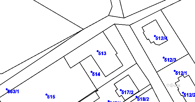 Parcela st. 513 v KÚ Chomoutov, Katastrální mapa