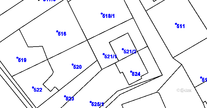 Parcela st. 521/1 v KÚ Chomoutov, Katastrální mapa