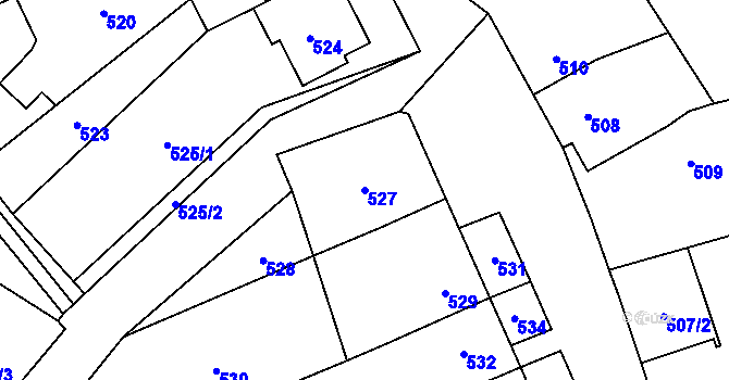 Parcela st. 527 v KÚ Chomoutov, Katastrální mapa