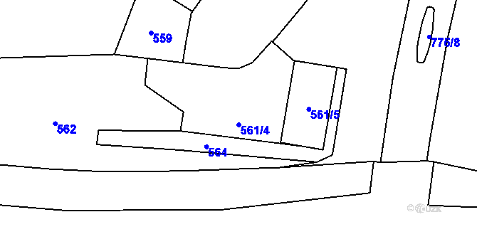 Parcela st. 561/4 v KÚ Chomoutov, Katastrální mapa
