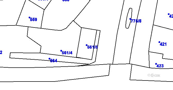 Parcela st. 561/5 v KÚ Chomoutov, Katastrální mapa