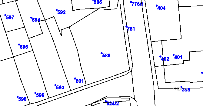 Parcela st. 588 v KÚ Chomoutov, Katastrální mapa