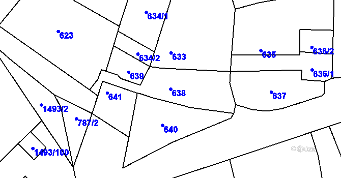 Parcela st. 638 v KÚ Chomoutov, Katastrální mapa