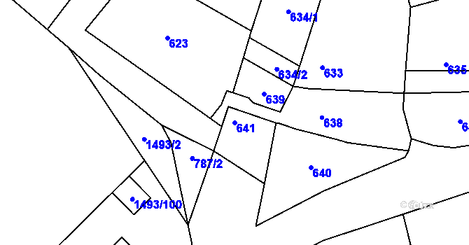 Parcela st. 641 v KÚ Chomoutov, Katastrální mapa
