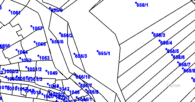 Parcela st. 655/1 v KÚ Chomoutov, Katastrální mapa