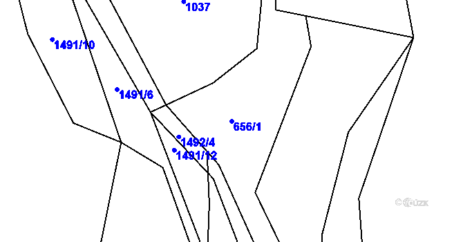 Parcela st. 656/1 v KÚ Chomoutov, Katastrální mapa