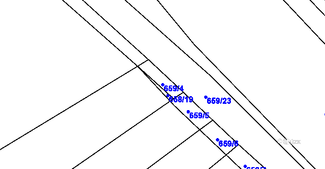 Parcela st. 659/4 v KÚ Chomoutov, Katastrální mapa