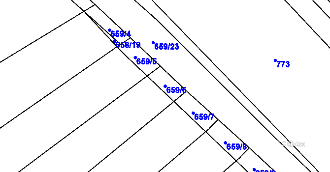 Parcela st. 659/6 v KÚ Chomoutov, Katastrální mapa