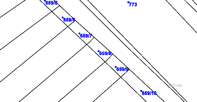 Parcela st. 659/8 v KÚ Chomoutov, Katastrální mapa