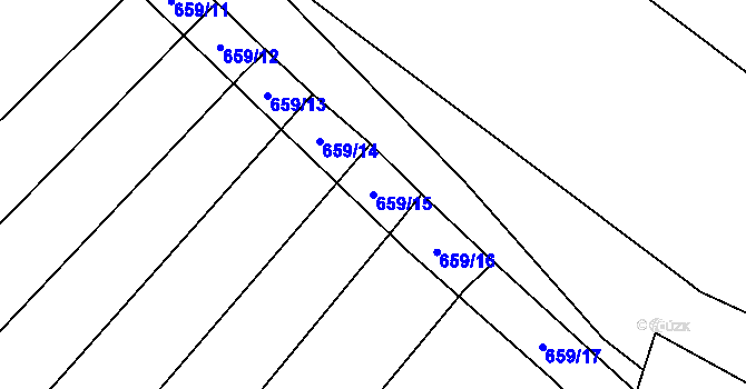 Parcela st. 659/15 v KÚ Chomoutov, Katastrální mapa