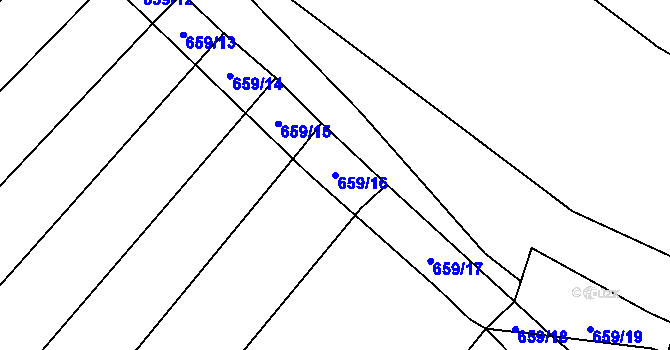 Parcela st. 659/16 v KÚ Chomoutov, Katastrální mapa