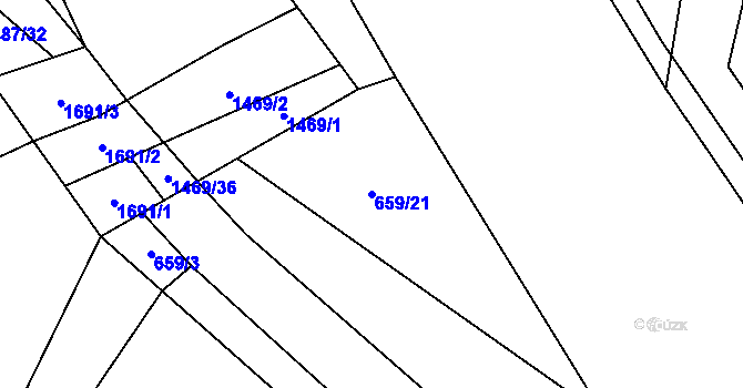 Parcela st. 659/21 v KÚ Chomoutov, Katastrální mapa