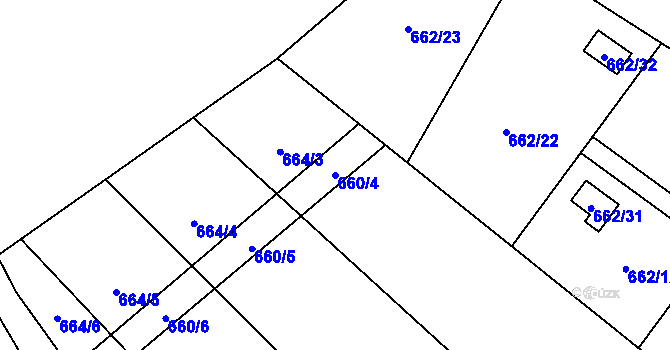 Parcela st. 660/4 v KÚ Chomoutov, Katastrální mapa