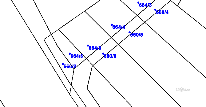 Parcela st. 660/6 v KÚ Chomoutov, Katastrální mapa