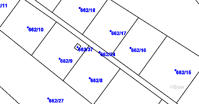 Parcela st. 662/24 v KÚ Chomoutov, Katastrální mapa