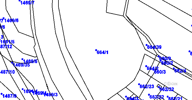 Parcela st. 664/1 v KÚ Chomoutov, Katastrální mapa